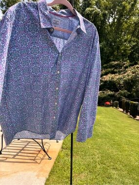 Society Of Threads Blue and Purple Button-Down Shirt